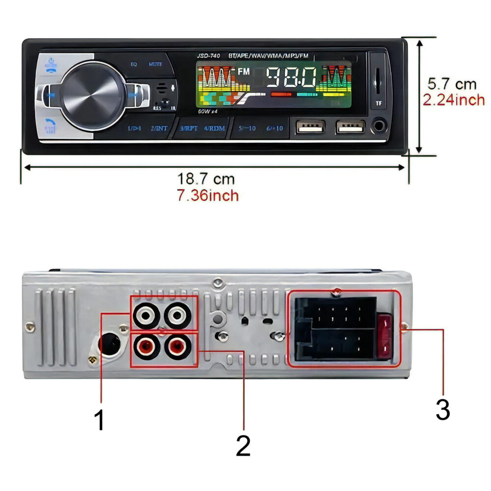 Auto radio dupli usb , daljinski na folan 4 x 60W