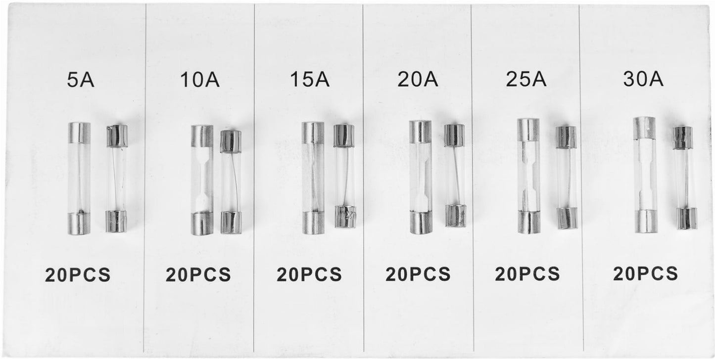 Set staklenih osigurača 120 kom 5–30A KD1302