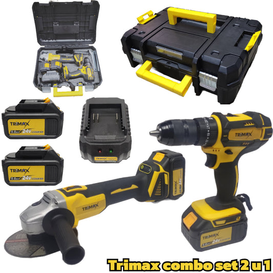 Trimax Combo set 2u1 | Udarna Bušilica + Aku brusilica 24v x2 - 5 AH