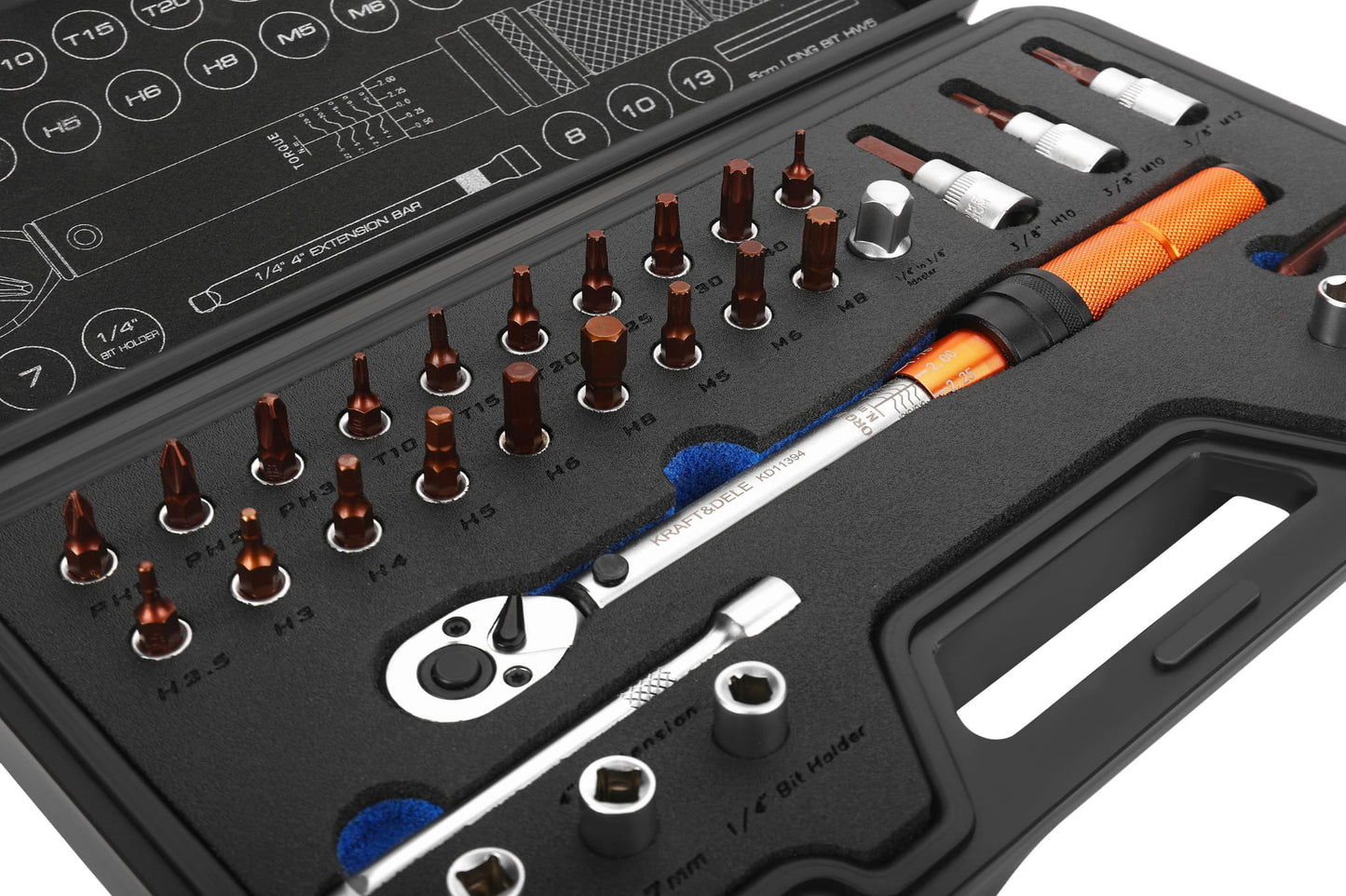 Mikro moment ključ 1/4" 5–25 Nm + set nastavaka (32 kom) | Kraft&Dele