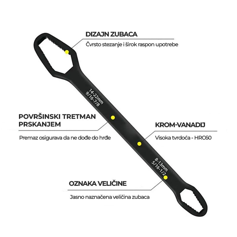 Torx ključ sa dvostrukom glavom 8-22 mm