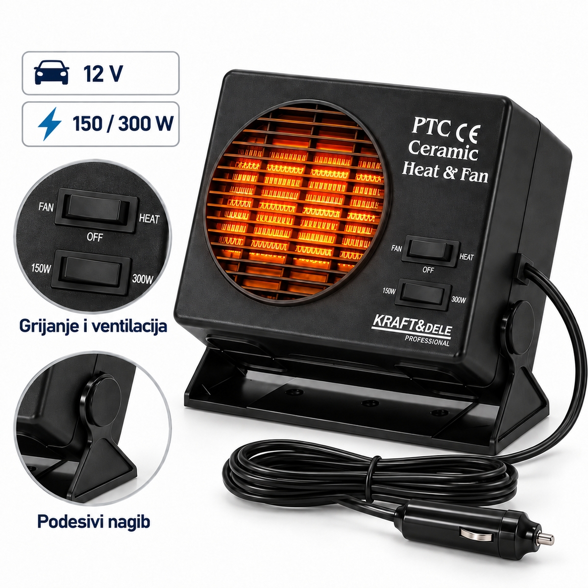 Automobilska grijalica 12 V, 300 W, KD6524