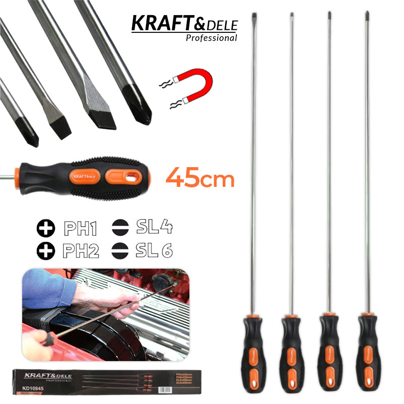 Set od 4 komada extra dugih odvijača 45 CM